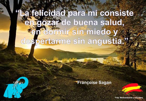 La felicidad para mi consiste en gozar de buena salud, en dormir sin miedo y despertarme sin angustia.